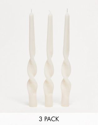 MAEGEN Ice Pink Twisted Taper Candle 3-Pack-No colour