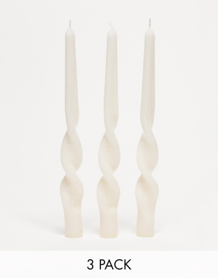 MAEGAN MAEGEN Ice Pink Twisted Taper Candle 3-Pack-No colour
