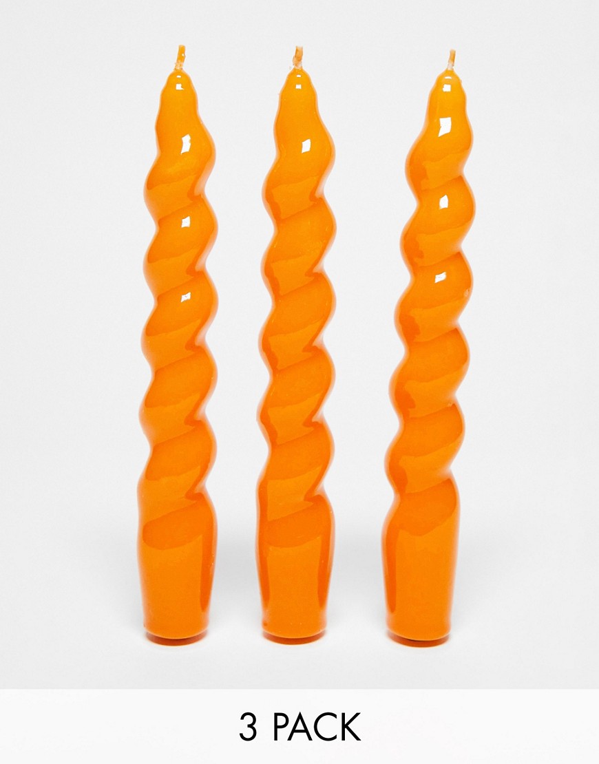 MAEGEN Orange Spiral Taper Candle 3-Pack-No colour
