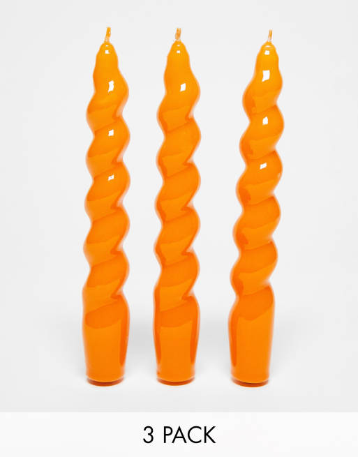 MAEGEN Orange Spiral Taper Candle 3 Pack