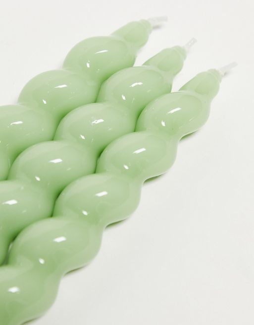 MAEGEN Spiral Taper Candle 3 Pack - Sage, 3 of 4