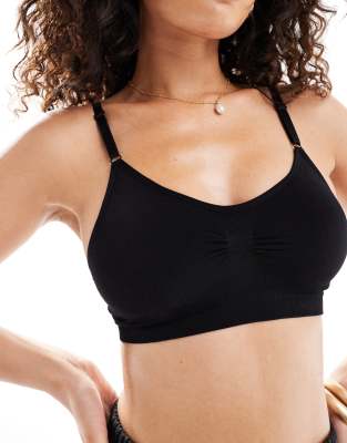 Magic Magic Bodyfashion comfort bra with spaghetti strap detail in black