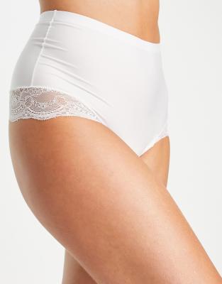 Magic Magic bodyfashion high waist invisible contour thong with lace detail in white