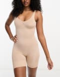 [Magic] Magic Bodyfashion low back contour shaping bodysuit with shorts detail in cappuccino-Neutral M Cappuccino