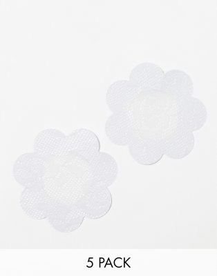 Magic Magic Bodyfashion Luxury Lace effect nipple covers 5 pair pack in white