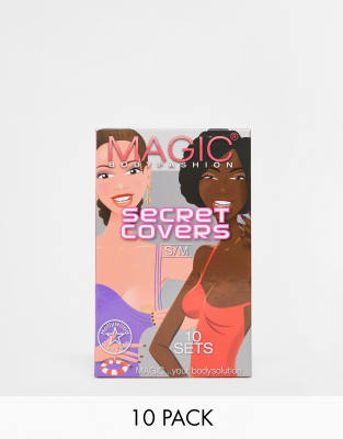 Magic MAGIC Bodyfashion satin rosette 10-pack water resistant nude secret nipple covers in fair-Neutral