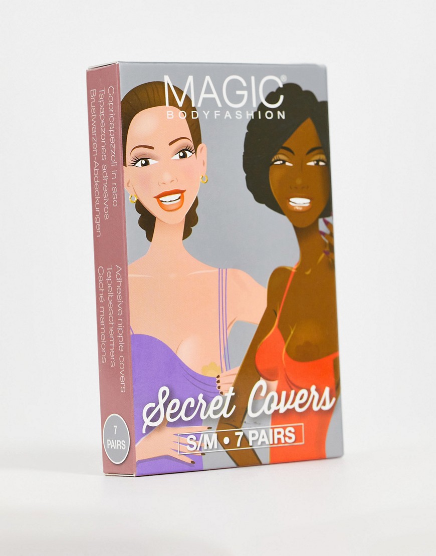 Magic satin rosette 10-pack water resistant nude secret nipple covers in fair-Beige