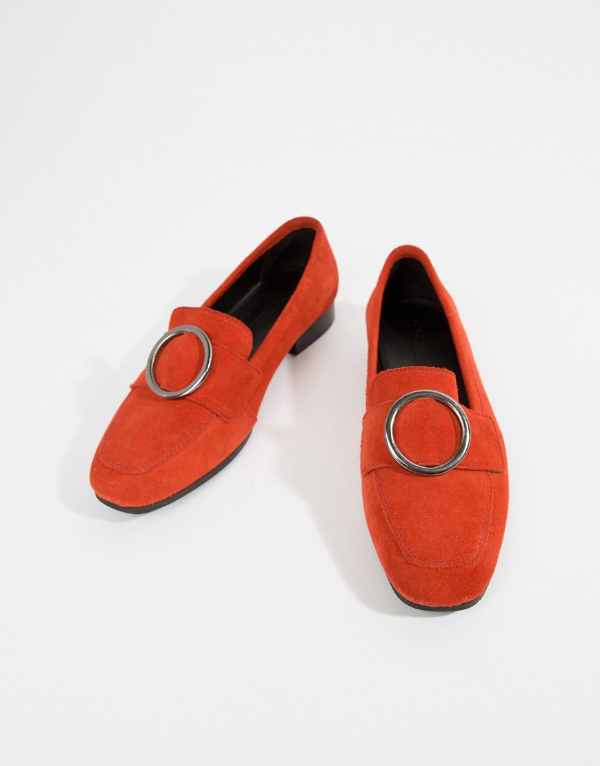 Magnet loafers i ruskind med rundt spænde fra ASOS DESIGN-Rød