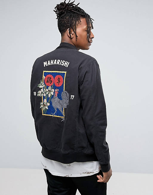 Maharishi Souvenir Jacket In Black With Embroidery