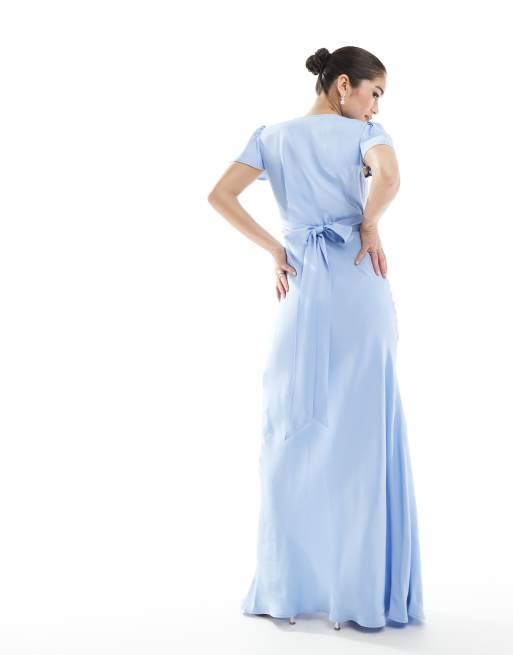 Maids to Measure Bridesmaid button front maxi dress in cornflower blue |  ASOS