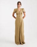 [Maids to Measure] Maids to Measure Bridesmaid button front maxi dress in olive-Green 36 Olive