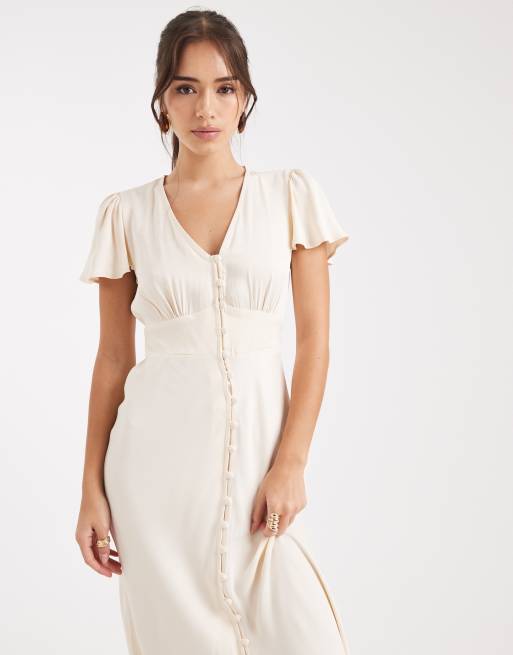 Maids to Measure Bridesmaid button front maxi dress in soft ivory