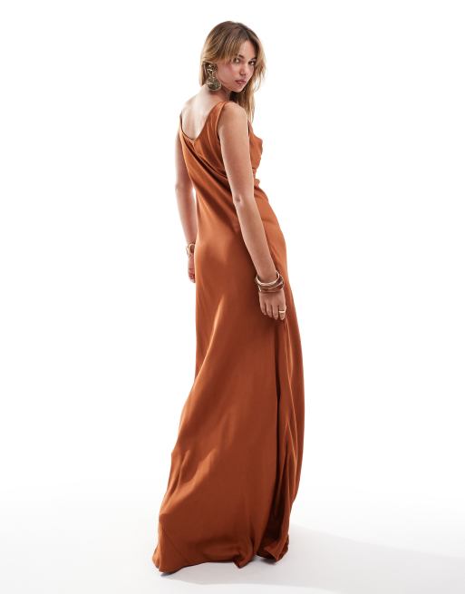 Maids to Measure Bridesmaid cowl front maxi dress in burnt orange | ASOS