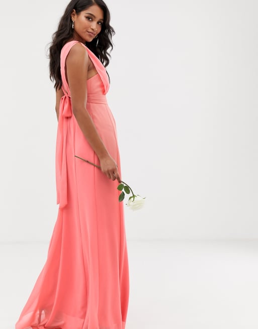 Asos coral 2025 bridesmaid dress