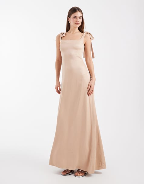 Maids to Measure – Bridesmaid – Maxikleid in Mokka mit gebundenen Trägern - view 1
