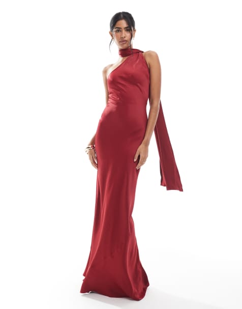 Maids to Measure Bridesmaid multiway scarf neck maxi dress in burgundy - view 1