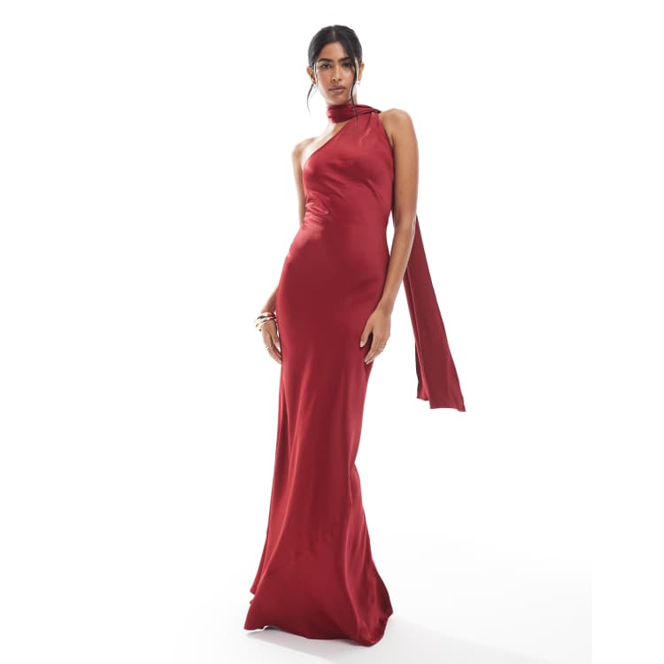 burgundy multiway dress ROMAN MULTIWAY NECKLINE OPEN BACK DRESS