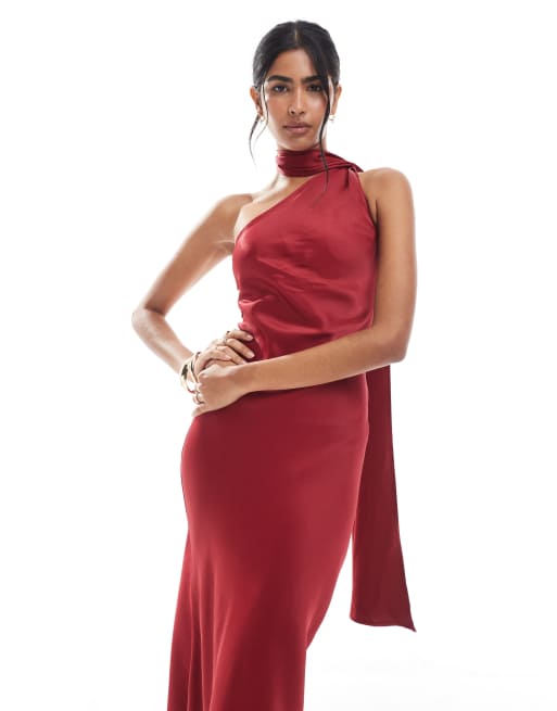 Maids to Measure Bridesmaid multiway scarf neck maxi dress in burgundy