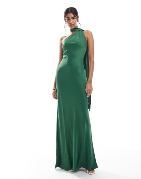 Maids to Measure Bridesmaid multiway scarf neck maxi dress in emerald - view 1