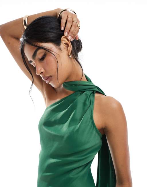Maids to Measure Bridesmaid multiway scarf neck maxi dress in emerald, 3 of 4