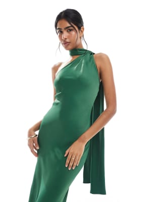 Maids to Measure Bridesmaid multiway scarf neck maxi dress in emerald | ASOS