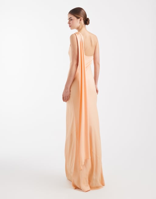 princess polly baby blue dress One Shoulder Satin Ruched Bridesmaid Dress - Burnt Peach main image 1