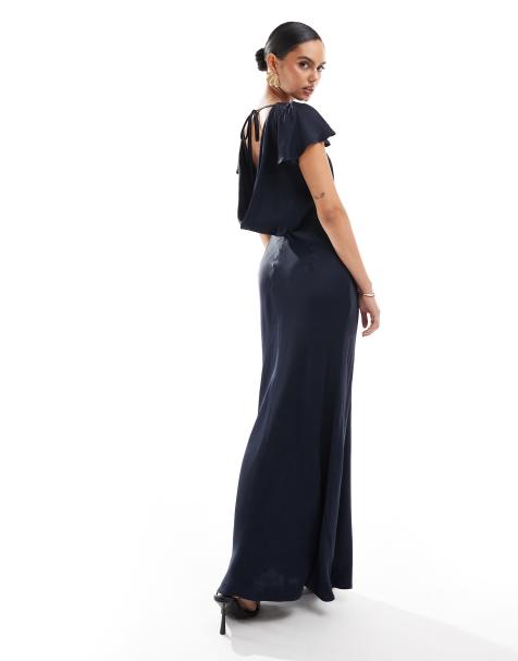 Asos navy blue bridesmaid dress best sale