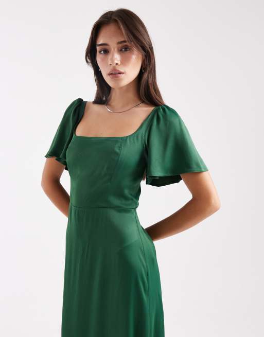 white maxi dress formal Venus Flutter Sleeve Maxi Dress Rose Red – VENUS