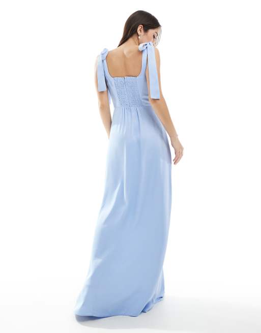 blue iridescent velvet dress Our Coco Cornflower Blue Bridesmaid Dress