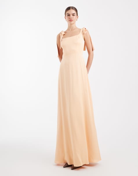 Maids to Measure Bridesmaid tie shoulder maxi dress in sunset petal - view 1