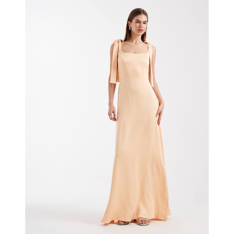 petal bridesmaid dresses Ladivine CD243 Size 12, 22 Petal Blush Long Sleeve Chiffon A Line Formal Dress V Neck Bridesmaid Dress Bridesmaid 22 / Petal Blush