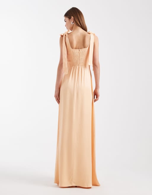 Maids to Measure Bridesmaid tie shoulder maxi dress in sunset petal | ASOS