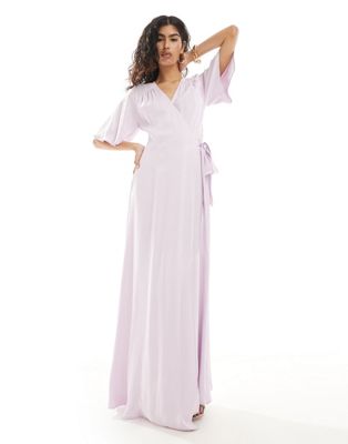 Maids to Measure Bridesmaid wrap maxi dress in lilac