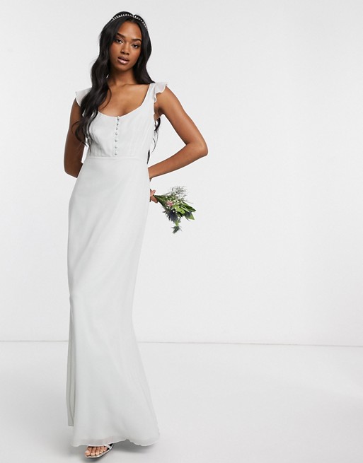 Maids to Measure bridesmaid button front maxi dress in chiffon with tie back detail
