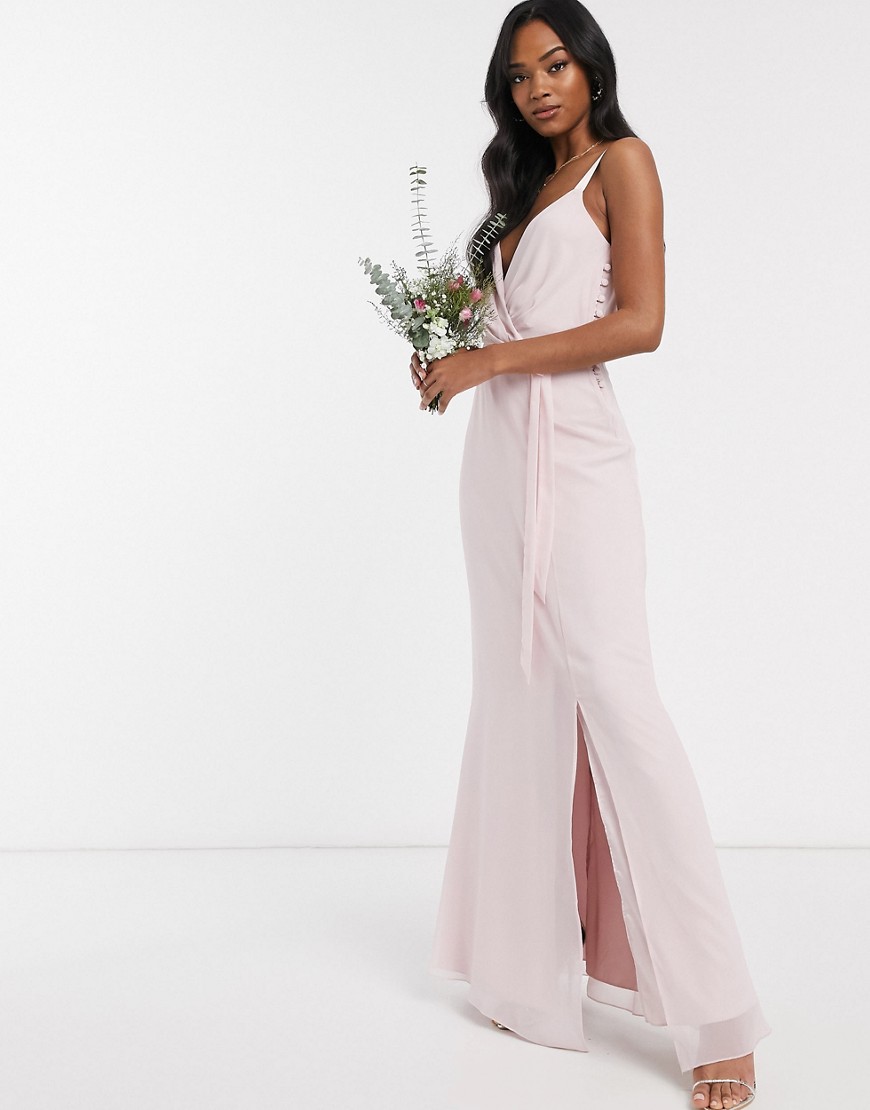 Maids To Measure Cami Maxi Dress With Split In Chiffon-pink
