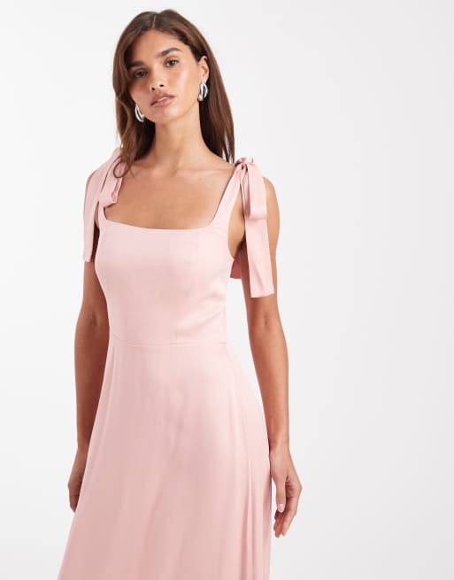 Maids to Measure - L'invitée - Robe longue à épaules nouées - Rose blush, 2 de 4