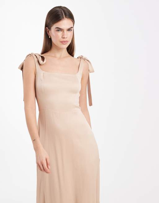 Maids to Measure - L'invitée - Robe longue avec épaules nouées - Mocha, 3 de 4