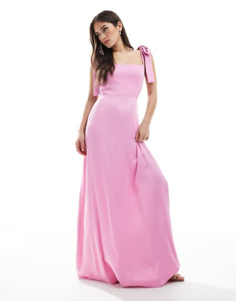 Maids to Measure - Vestito lungo da damigella color orchidea con spalline annodate - view 1