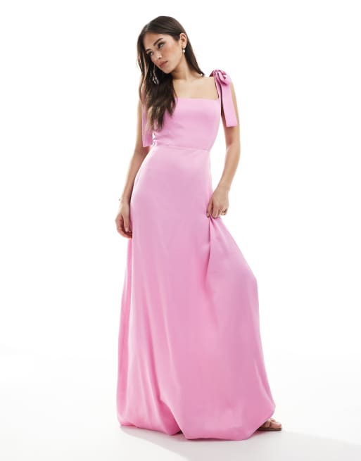 Maids to Measure - Vestito lungo da damigella color orchidea con spalline annodate