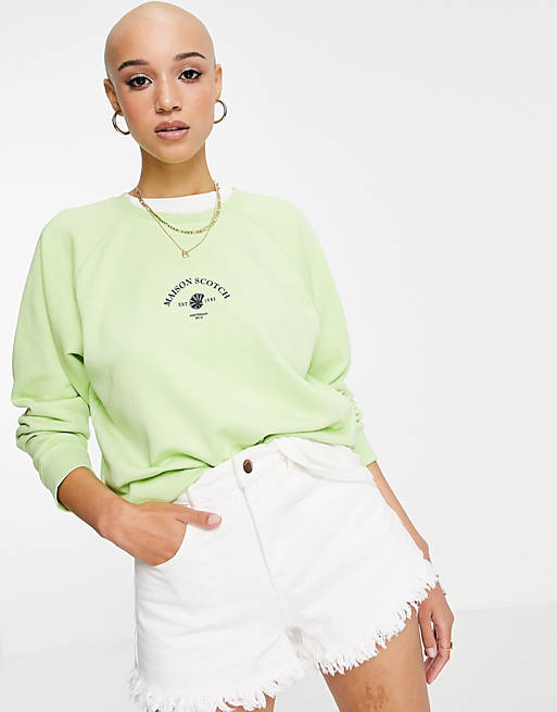 Maison Scotch classic logo sweatshirt with raglan sleeves in Green