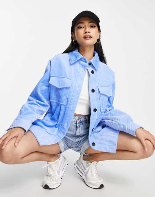 Maison Scotch – Cord-Hemdjacke aus Baumwolle in Blau mit lockerem Schnitt - LBLUE