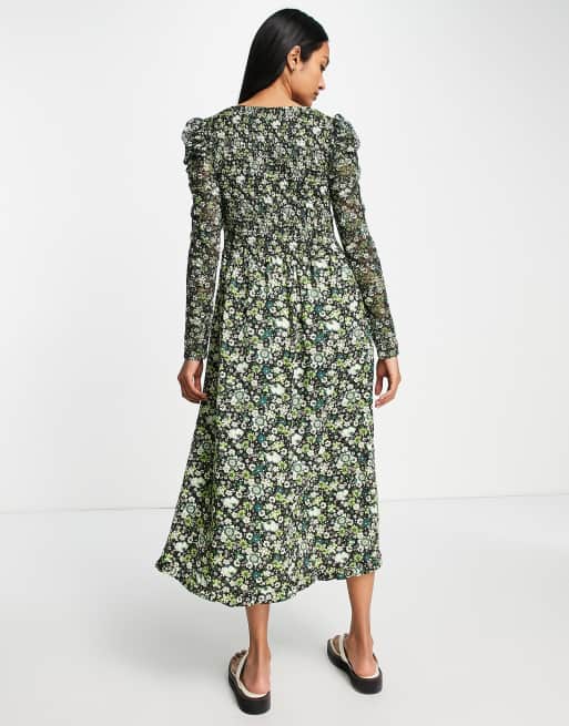 long sleeve maxi dress islamic Modest Muslim Women's Ruffled Shoulder Maxi Dress