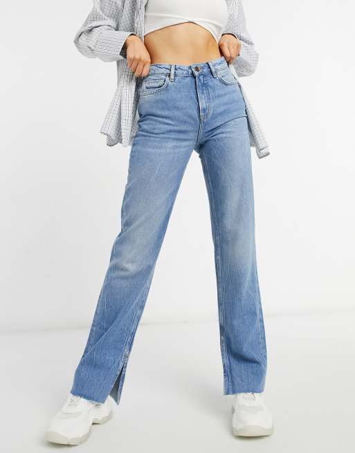 Maison Scotch high rise straight leg jeans in light blue | ASOS