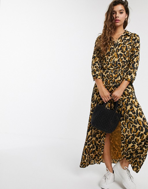 Maison Scotch leopard print belted maxi dress