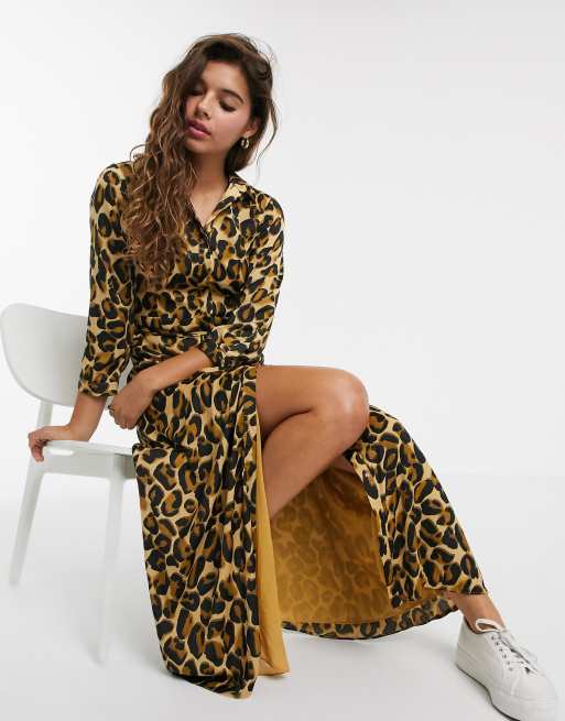 Maison Scotch leopard print belted maxi dress