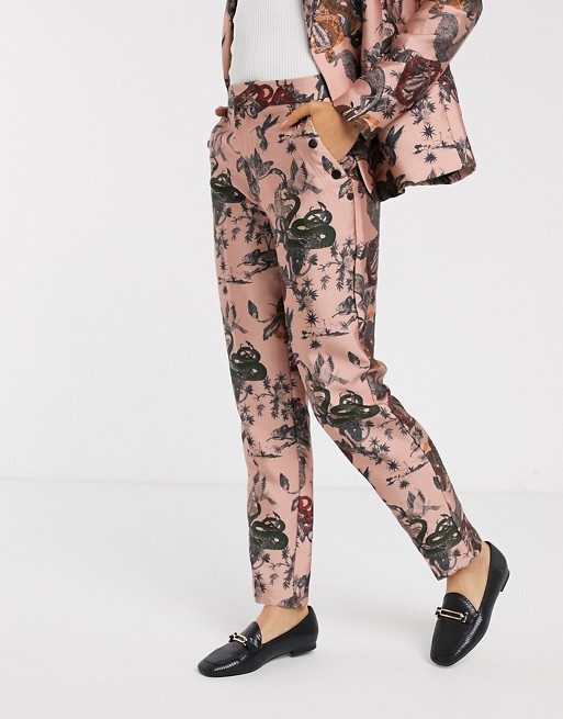 Maison Scotch ornate snake printed trousers co-ord