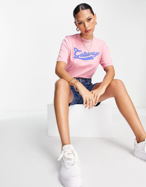 Maison Scotch relaxed fit cotton short sleeve t-shirt in pink, 3 of 4
