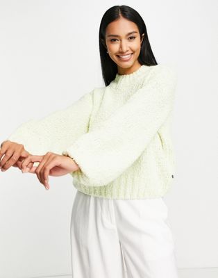 Maison Scotch relaxed-fit crew neck boucle sweater in green
