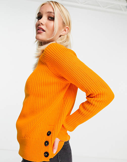Maison Scotch ribbed knit cotton blend jumper in orange - ORANGE