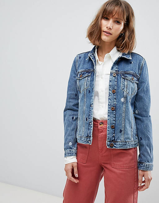 Maison Scotch Trucker Jacket with Moon Embroidery | ASOS